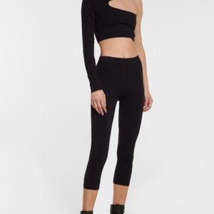 Helmut Lang Black Crop Stretch Jersey Leggings